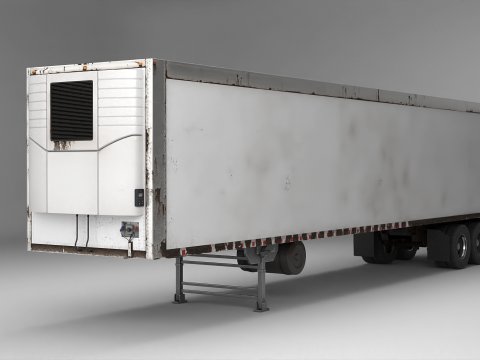 Semirimorchio generico con cabina letto e rimorchio refrigerato americano - arrugginito Modello 3D