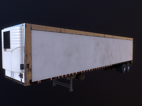 Semirimorchio generico con cabina letto e rimorchio refrigerato americano - arrugginito Modello 3D