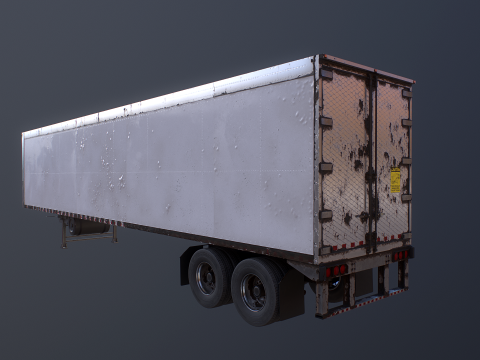 Semirimorchio generico con cabina letto e rimorchio refrigerato americano - arrugginito Modello 3D