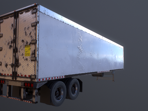 Semirimorchio generico con cabina letto e rimorchio refrigerato americano - arrugginito Modello 3D