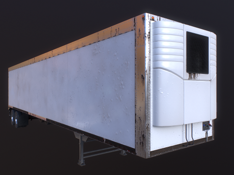 Semirimorchio generico con cabina letto e rimorchio refrigerato americano - arrugginito Modello 3D
