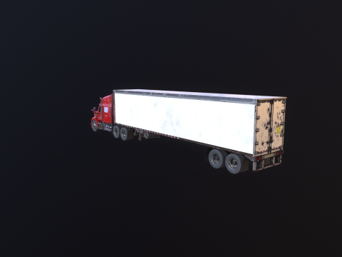 Semirimorchio generico con cabina letto e rimorchio refrigerato americano - arrugginito Modello 3D