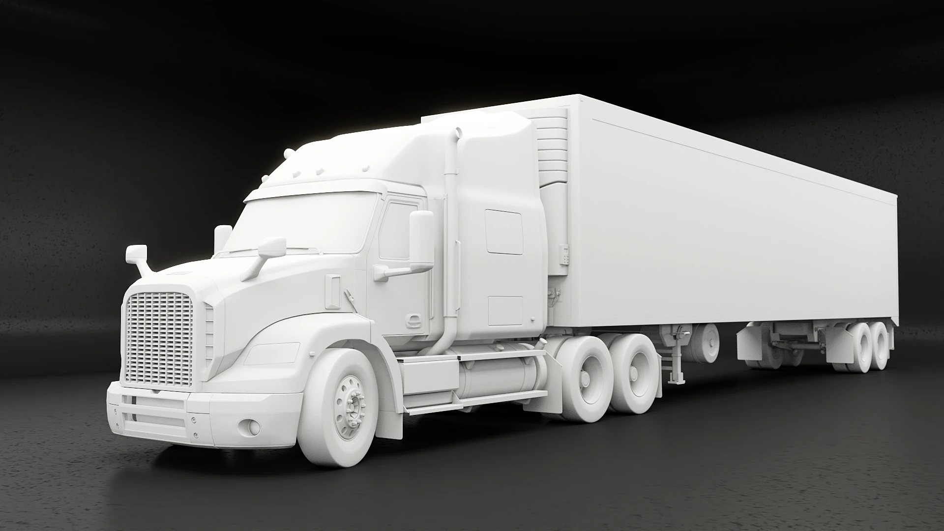 Semirimorchio generico con cabina letto e rimorchio refrigerato statunitense UT Modello 3D .c4d .max .obj .3ds .fbx .stl .blend 