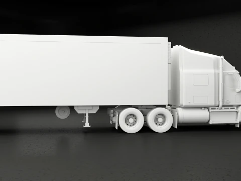 Semirimorchio generico con cabina letto e rimorchio refrigerato statunitense UT Modello 3D
