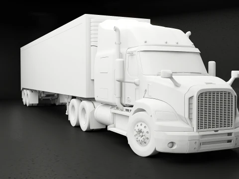 Semirimorchio generico con cabina letto e rimorchio refrigerato statunitense UT Modello 3D