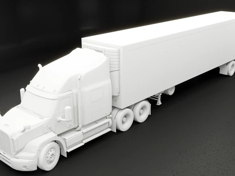 Semirimorchio generico con cabina letto e rimorchio refrigerato statunitense UT Modello 3D