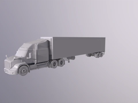 Semirimorchio generico con cabina letto e rimorchio refrigerato statunitense UT Modello 3D