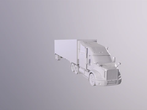 Semirimorchio generico con cabina letto e rimorchio refrigerato statunitense UT Modello 3D