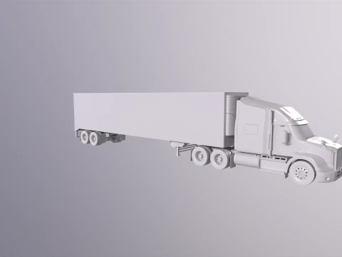 Semirimorchio generico con cabina letto e rimorchio refrigerato statunitense UT Modello 3D