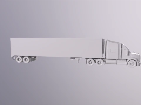 Semirimorchio generico con cabina letto e rimorchio refrigerato statunitense UT Modello 3D
