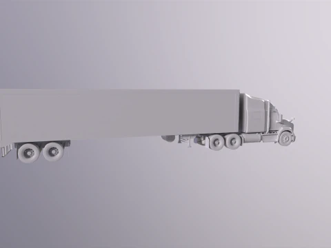 Semirimorchio generico con cabina letto e rimorchio refrigerato statunitense UT Modello 3D