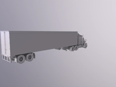 Semirimorchio generico con cabina letto e rimorchio refrigerato statunitense UT Modello 3D