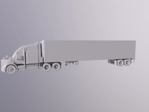 Semirimorchio generico con cabina letto e rimorchio refrigerato statunitense UT Modello 3D