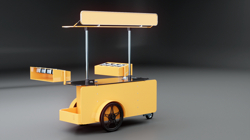 Mobile Food Cart 3D Model .c4d .max .obj .3ds .fbx .stl .blend 