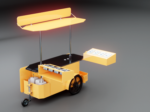 Mobile Food Cart 3D Model