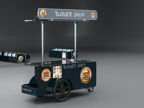 Мобильная тележка для еды, бургер-магазин 3D Модель