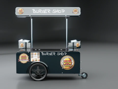 Negozio di hamburger con carrello portavivande mobile Modello 3D