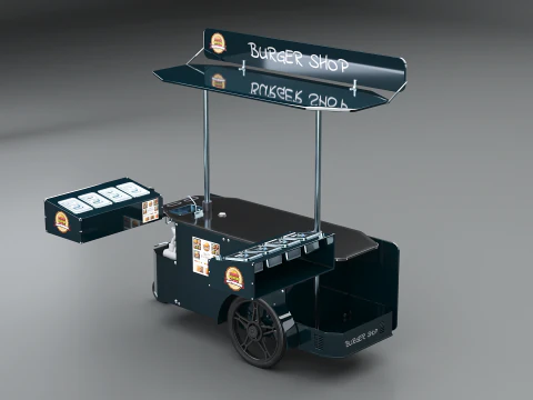 Negozio di hamburger con carrello portavivande mobile Modello 3D