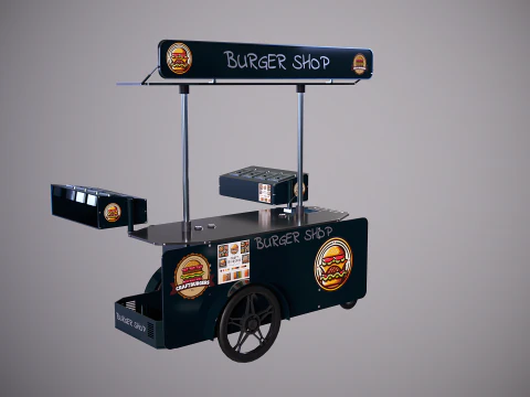 Negozio di hamburger con carrello portavivande mobile Modello 3D