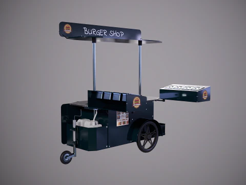 Negozio di hamburger con carrello portavivande mobile Modello 3D
