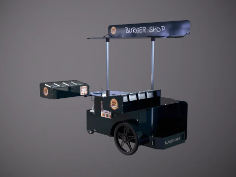 Negozio di hamburger con carrello portavivande mobile Modello 3D