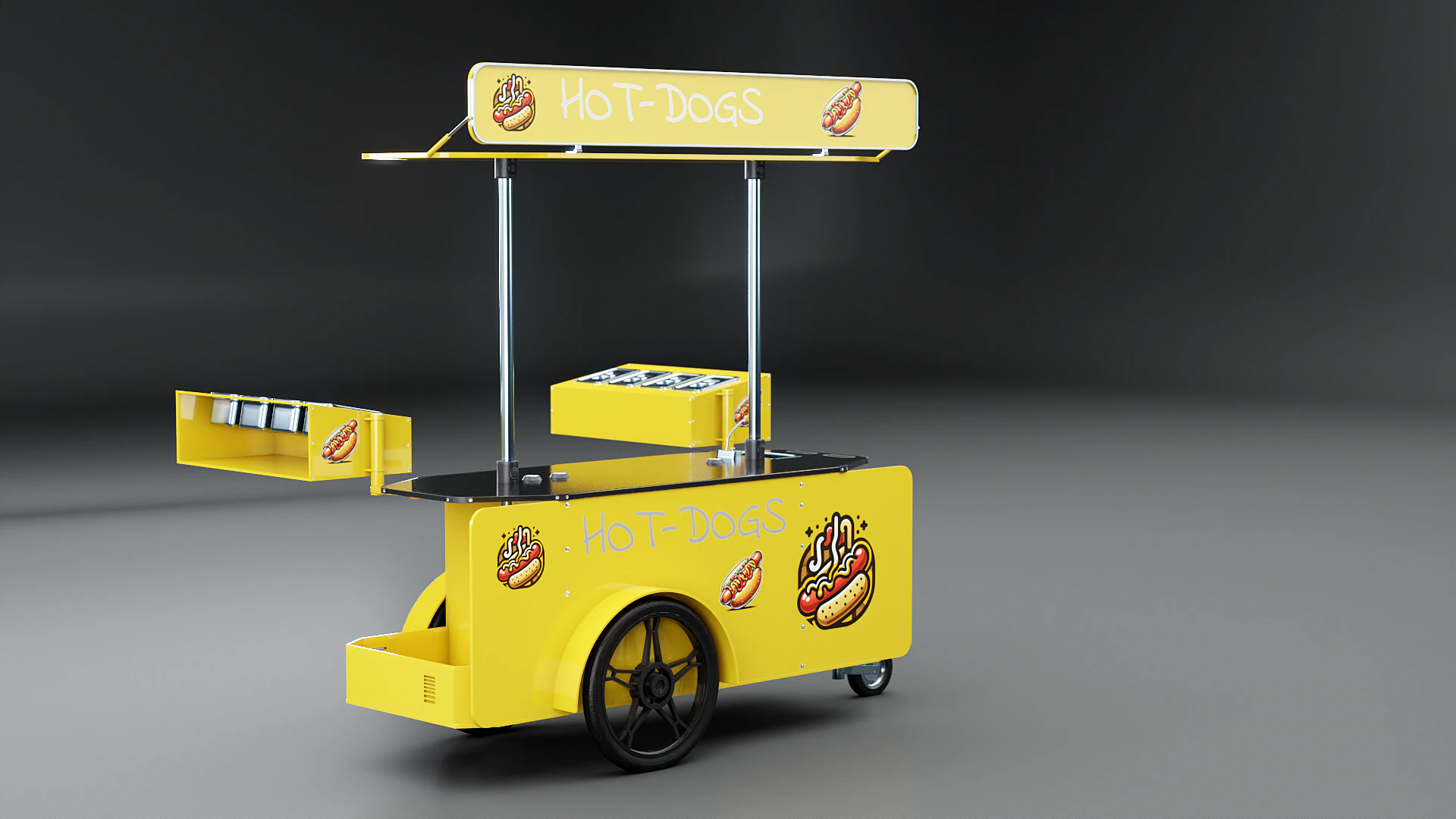 Mobile Food Cart Hot-Dog 3D Model .c4d .max .obj .3ds .fbx .stl .blend 
