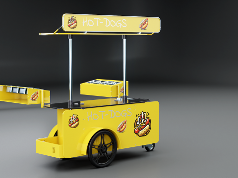 Мобильная тележка для еды Хот-Дог 3D Модель