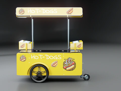 Mobile Food Cart Hot-Dog 3D Model