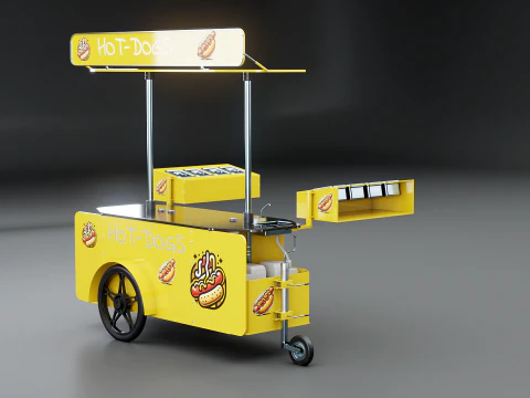 Mobile Food Cart Hot-Dog 3D Model
