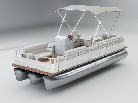 폰툰 보트 쇼트 3D 모델