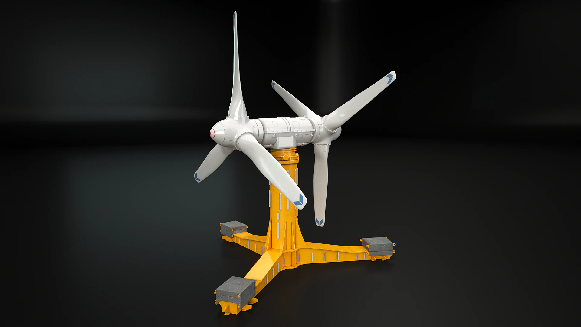 Doppia turbina per l'energia delle maree Modello 3D .c4d .max .obj .3ds .fbx .stl .blend