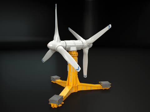 Двойная турбина приливной мощности 3D Модель