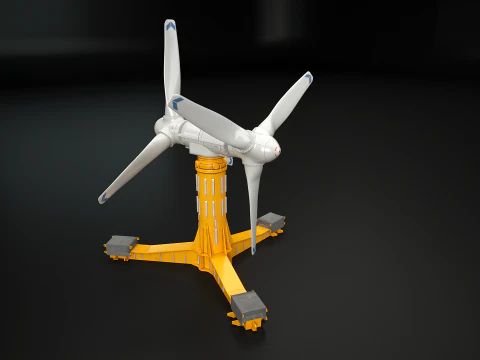 Doppia turbina per l'energia delle maree Modello 3D
