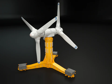 Doppia turbina per l'energia delle maree Modello 3D