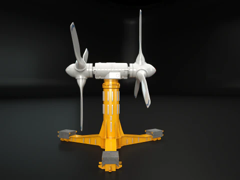 Doppia turbina per l'energia delle maree Modello 3D