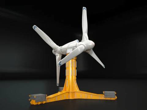 Doppia turbina per l'energia delle maree Modello 3D