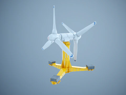 Doppia turbina per l'energia delle maree Modello 3D