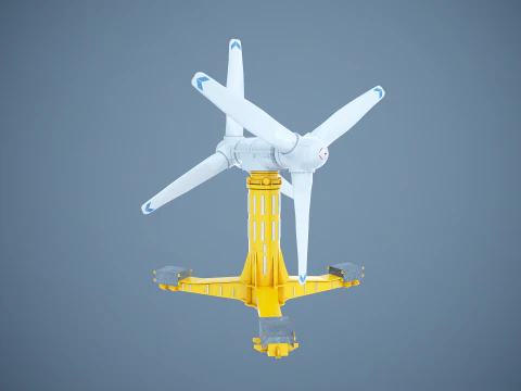 Doppia turbina per l'energia delle maree Modello 3D