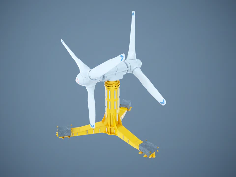 Doppia turbina per l'energia delle maree Modello 3D