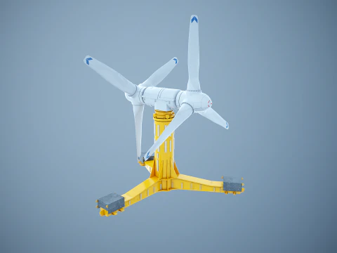 Doppia turbina per l'energia delle maree Modello 3D