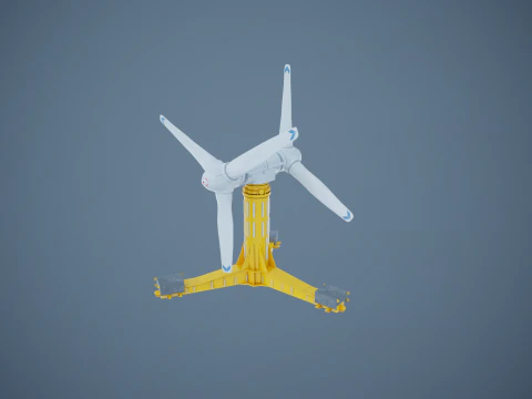 Doppia turbina per l'energia delle maree Modello 3D