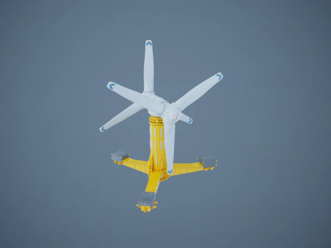 Doppia turbina per l'energia delle maree Modello 3D