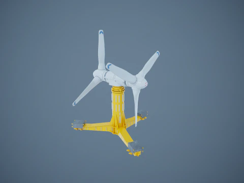 Doppia turbina per l'energia delle maree Modello 3D