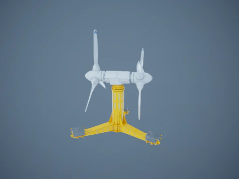 Doppia turbina per l'energia delle maree Modello 3D