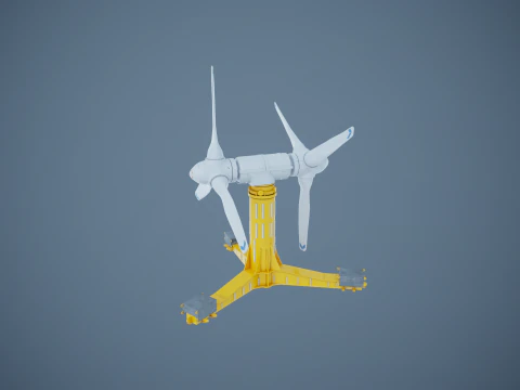 Doppia turbina per l'energia delle maree Modello 3D