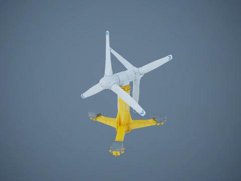 Doppia turbina per l'energia delle maree Modello 3D