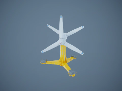 Doppia turbina per l'energia delle maree Modello 3D