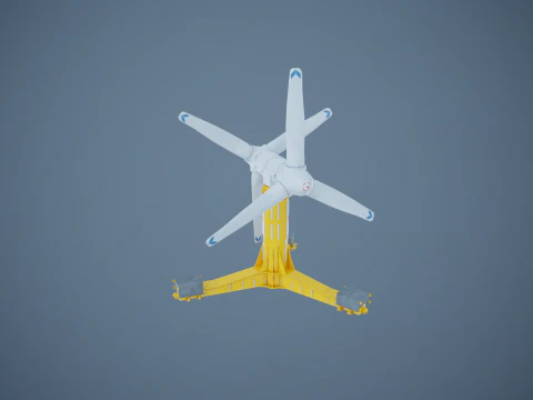 Doppia turbina per l'energia delle maree Modello 3D