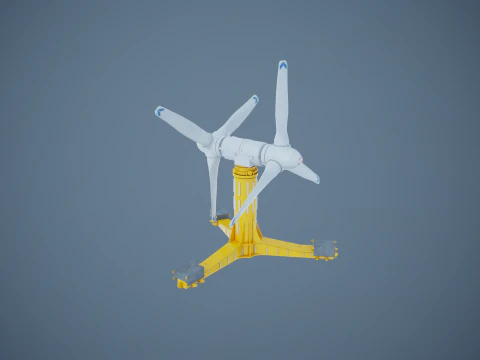 Doppia turbina per l'energia delle maree Modello 3D