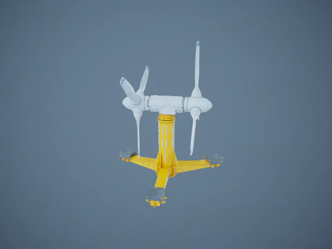 Doppia turbina per l'energia delle maree Modello 3D
